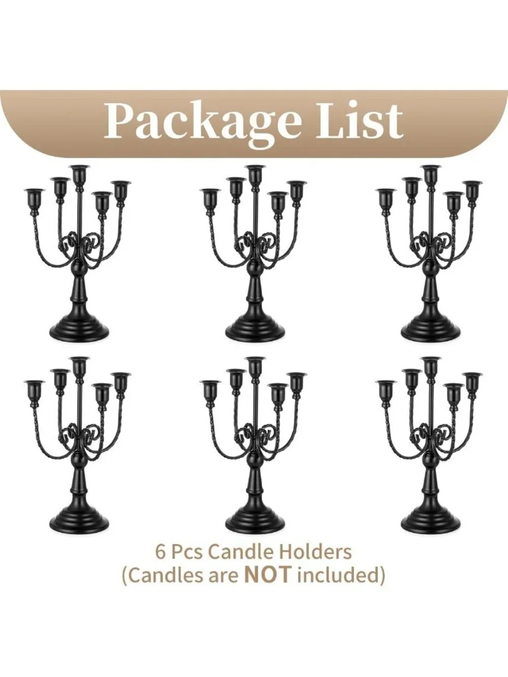 Elegant Black 5-Arms Halloween Candelabra Candle Holder for Spooky Decor